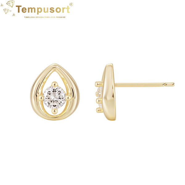 925 Silver 14k Gold Zircon Stud Earrings