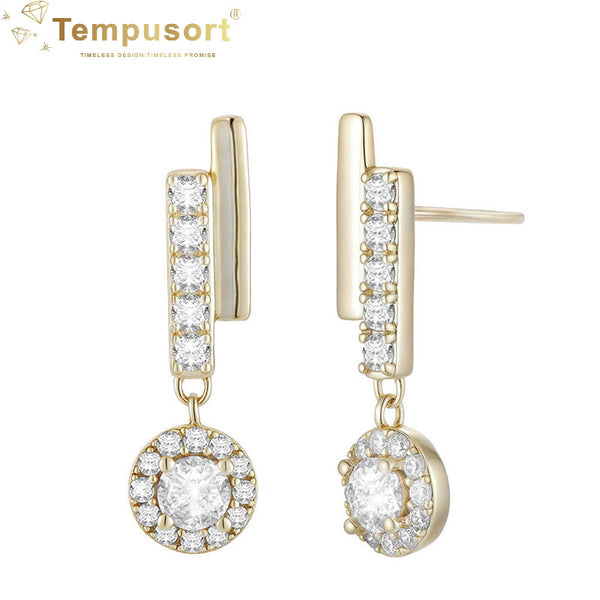 S925 Round Zircon Dangle Earrings