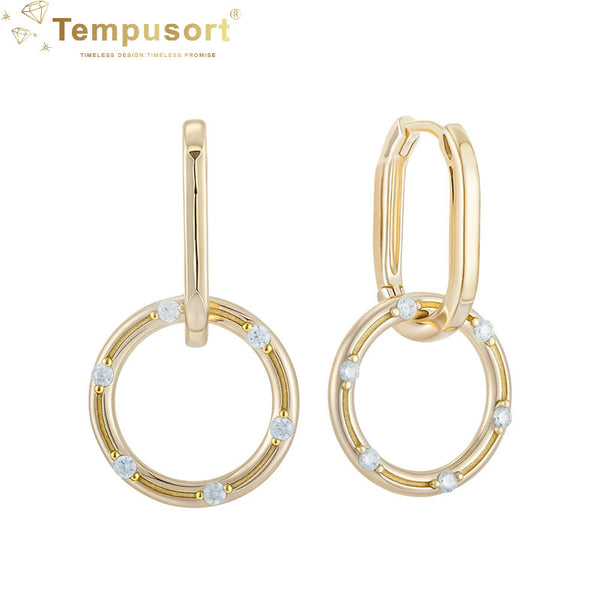 Rectangle Round Earrings Zircon