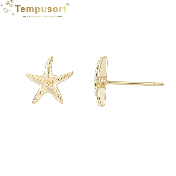 S925 Gold Plated Female Starfish Stud Earrings