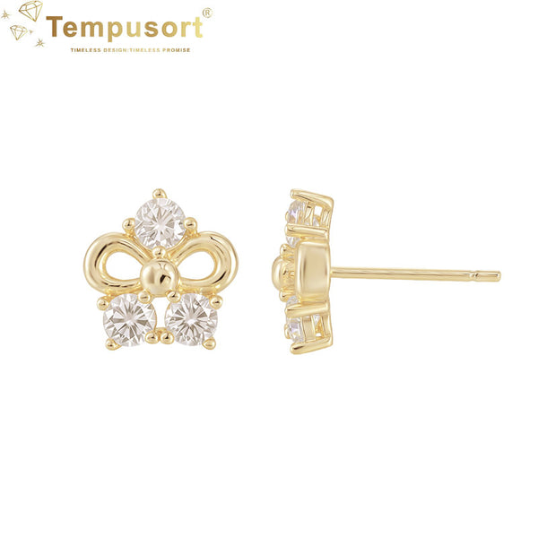 925 Sterling Silver Zirconia Floral Butterfly Stud Earrings