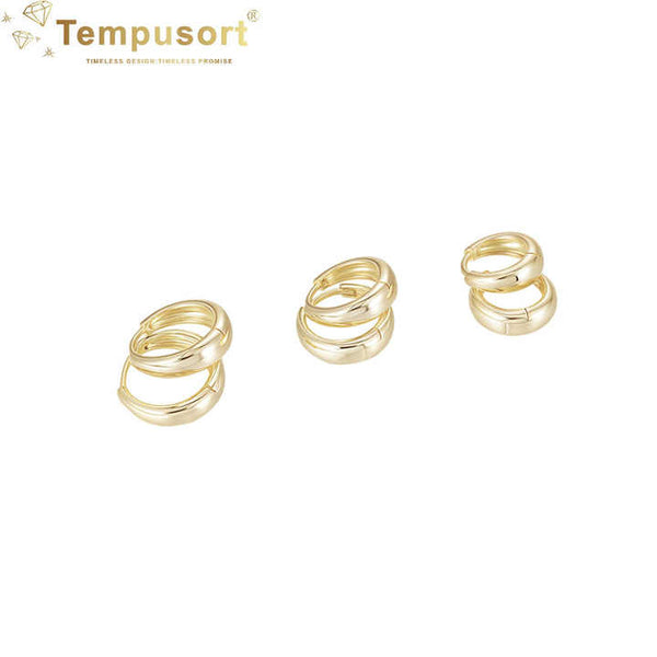 8.5/10/12 mm 925 Silver 14K Gold Plated Huggie Earrings Unisex