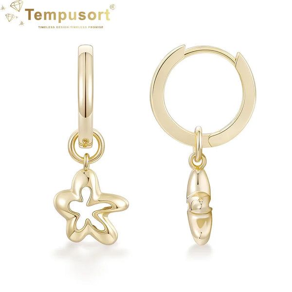 Detachable 925 Silver Flower Dangle Earrings