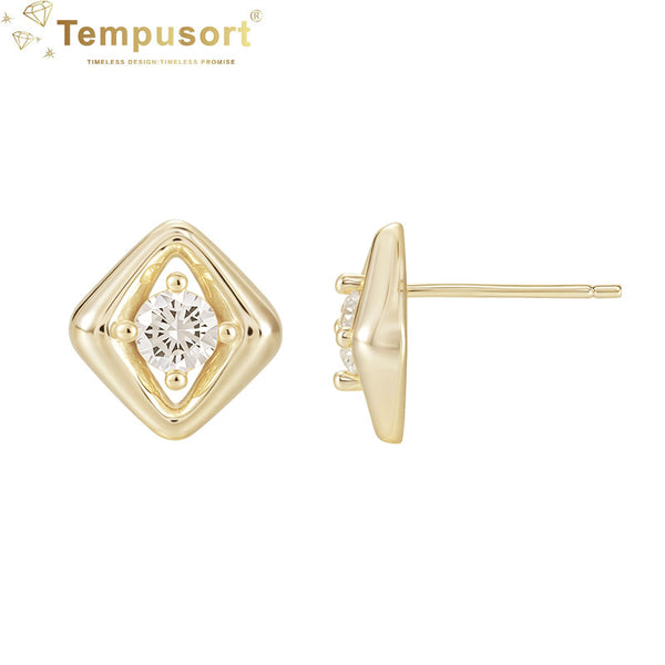 925 Silver 14k Gold White Zirconia Stud Earrings