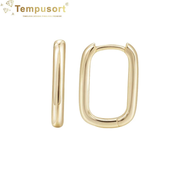 925 Sterling Silver Huggie Earrings Simple Geometric Square Shaped