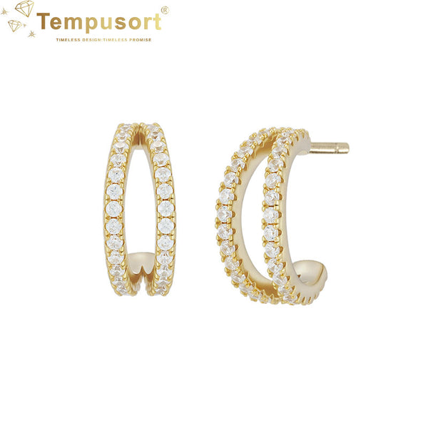 Zircon CC 925 Silver Hoop Earrings