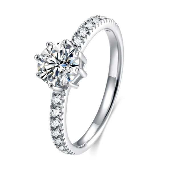 Silver 0.8ct Engagement Moissanite Ring