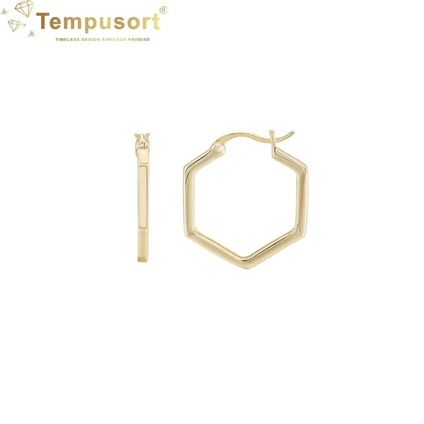 925 Silver Hexagon Shaped Hoop Earrings