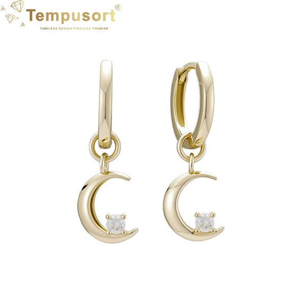 925 Silver Moon Drop Dangle Earrings