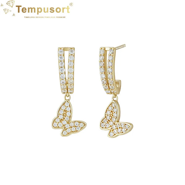 Butterfly Dangle Earrings S925 Zircon