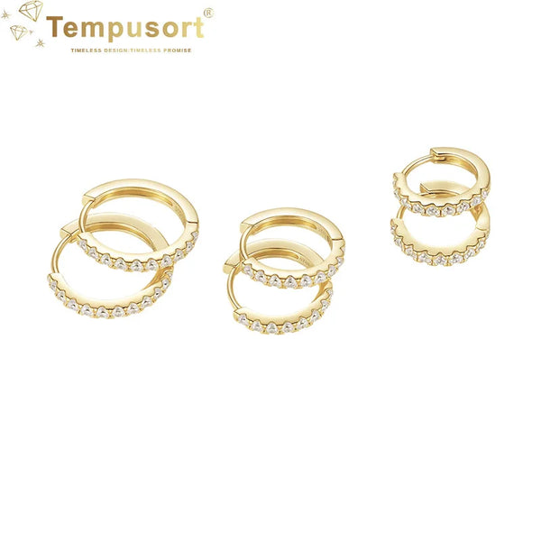 10/11.5/13.5mm 925 Silver Zirconia Huggie Earrings