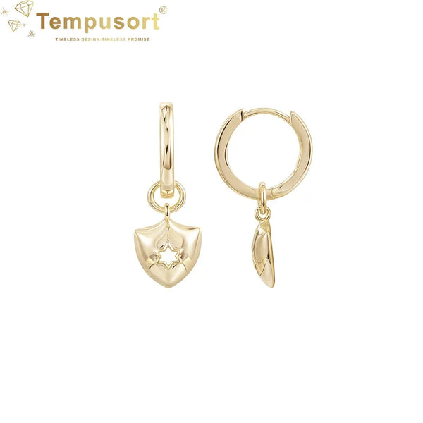 Shield Hexagram 925 Silver Detachable Dangle Earrings